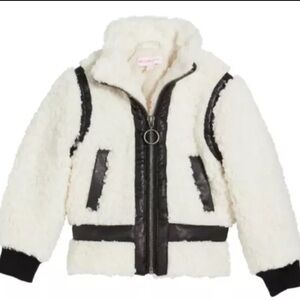 Design History Girl's Faux Sherpa Leather Trim Jacket Large